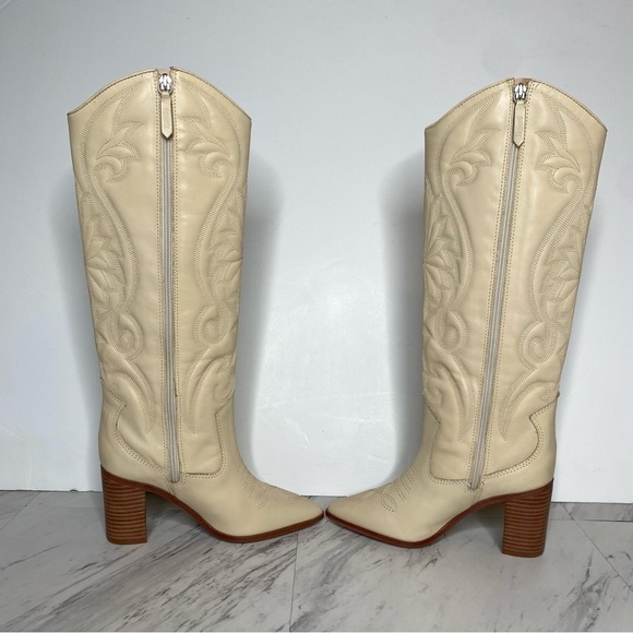 New! Schutz Maryana Western Leather Tall Block Heel Boot 5B - Picture 5 of 15